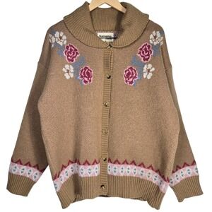 Savanna Jane One More Shot‎ Longhorn Floral Knitted Cardigan Sweater Size M